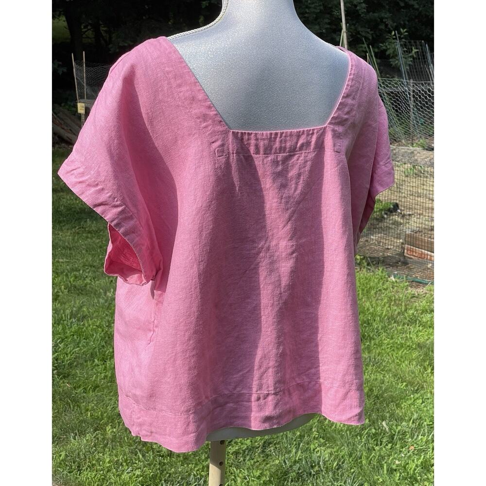 MADEWELL Linen Square Back Crewneck Top Short Sleeve Shirt Light Pink size XL - Picture 10 of 16